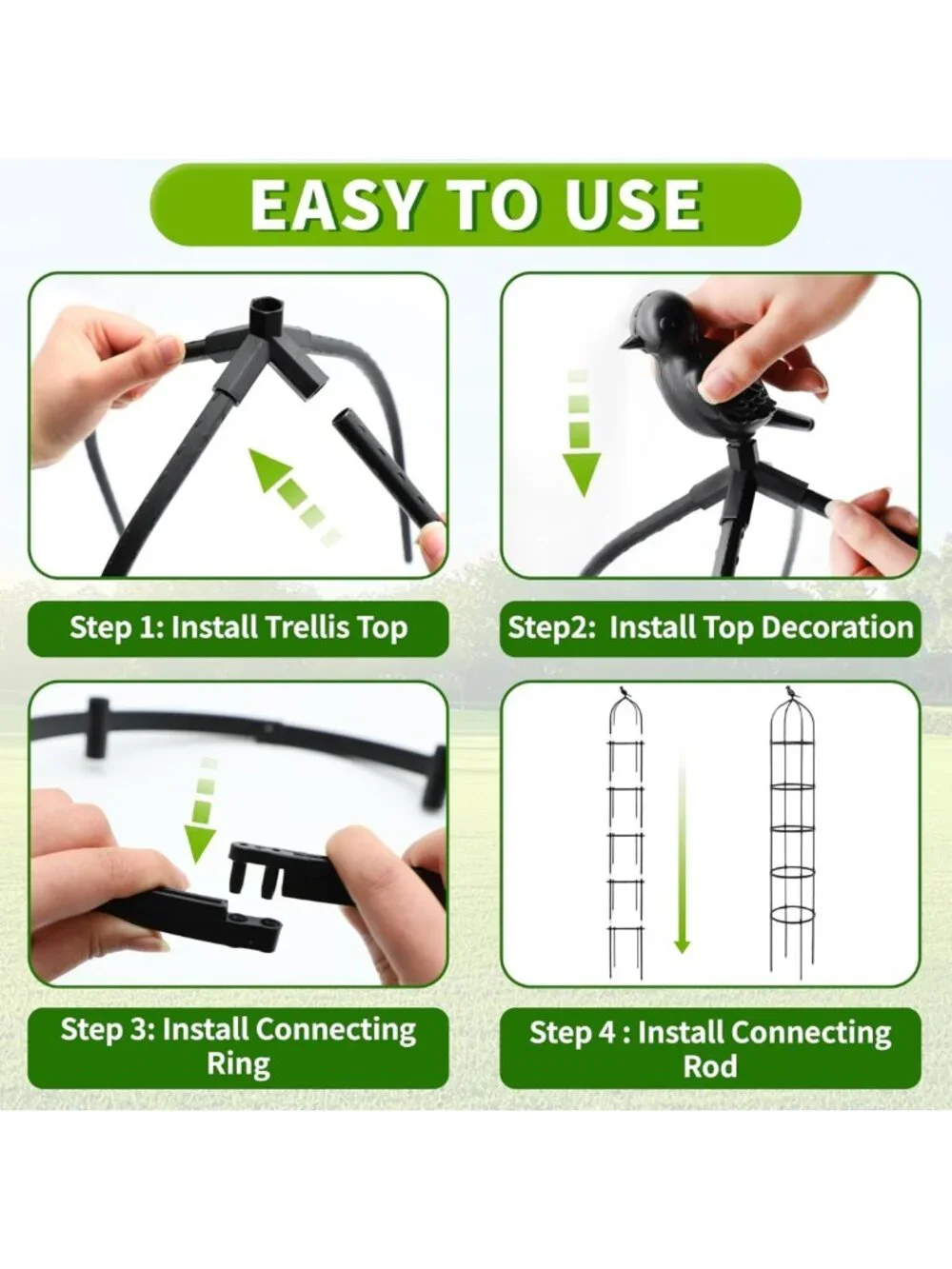 2-Pack 6.7FT Adjustable Metal Garden Trellis for Climbing Plants & Vines
